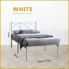 Jenie Single Size Metal Bed Frame in White, Black - W/ Mattress Option