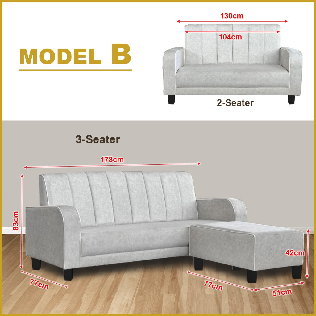 Danie Series2 2-Seater 3-Seater Sofa with Ottoman with Pet-Friendly Color Options