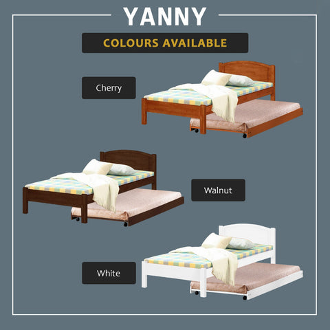 Image of Yanny Pull-Out Bed Single, Super Single Solid Rubberwood Bed Frame w/ Mattress Option