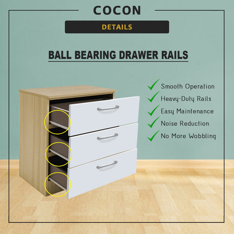 Image of Cocon Premium Bedside Table 1-Drawer Full Laminated Back Panel in 6 Colours