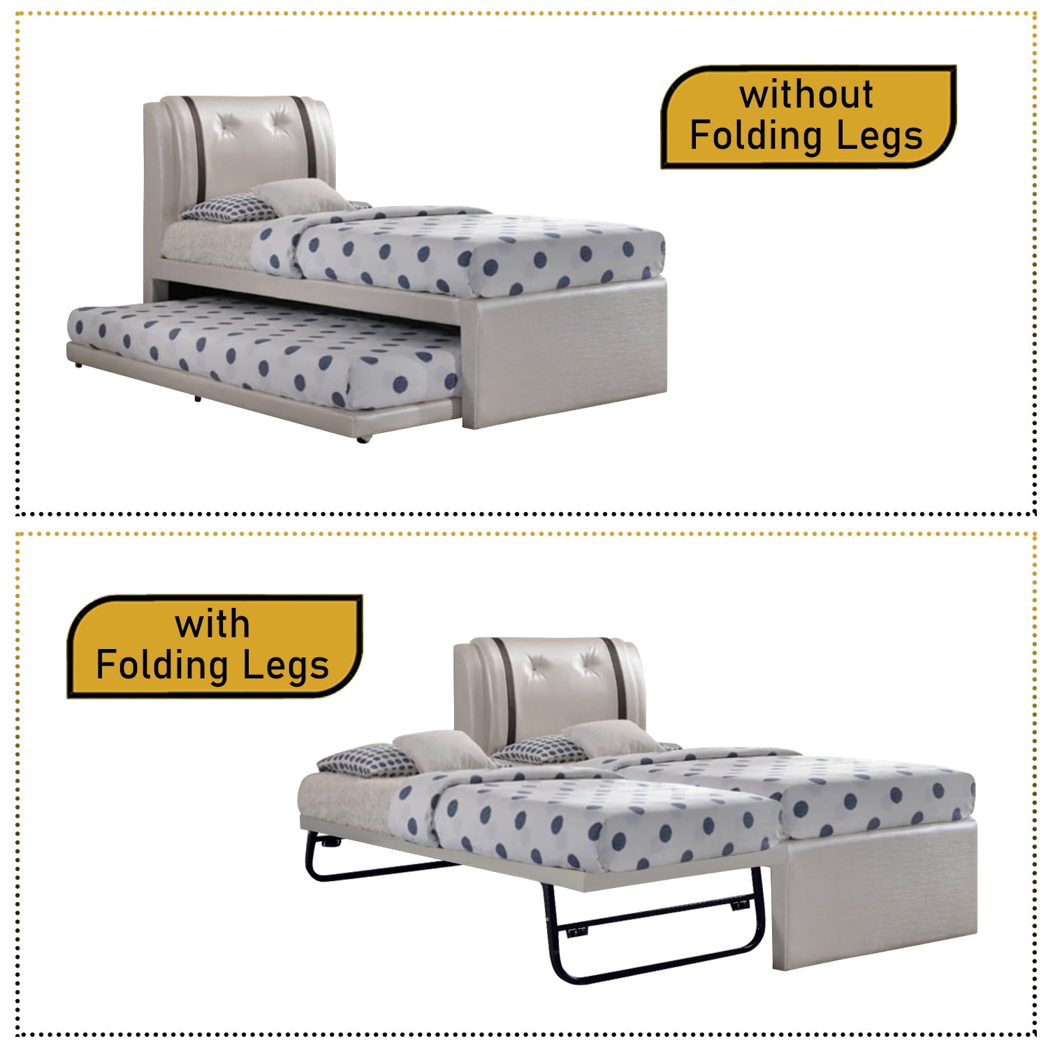 Amora Single and Super Single Pull Out Bed Frame with Mattress Bundle in 6 Colours