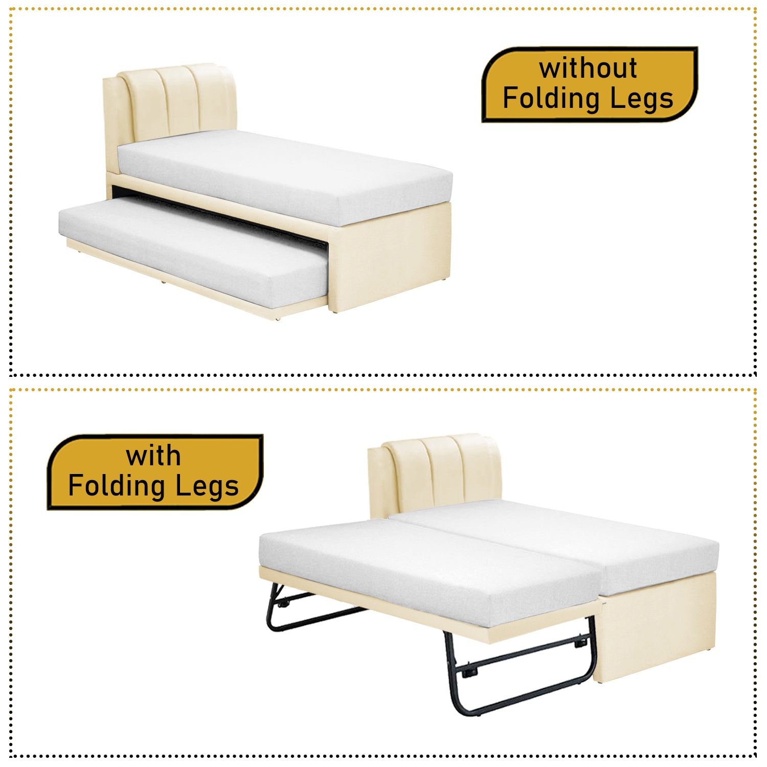 Carlin Single and Super Single Pull Out Bed Frame with Optional Mattress Add On in 5 Colours