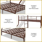 Tommy Queen+Single Size Metal Bunk Bed Frame in Copper Colour - w/ Mattress Option
