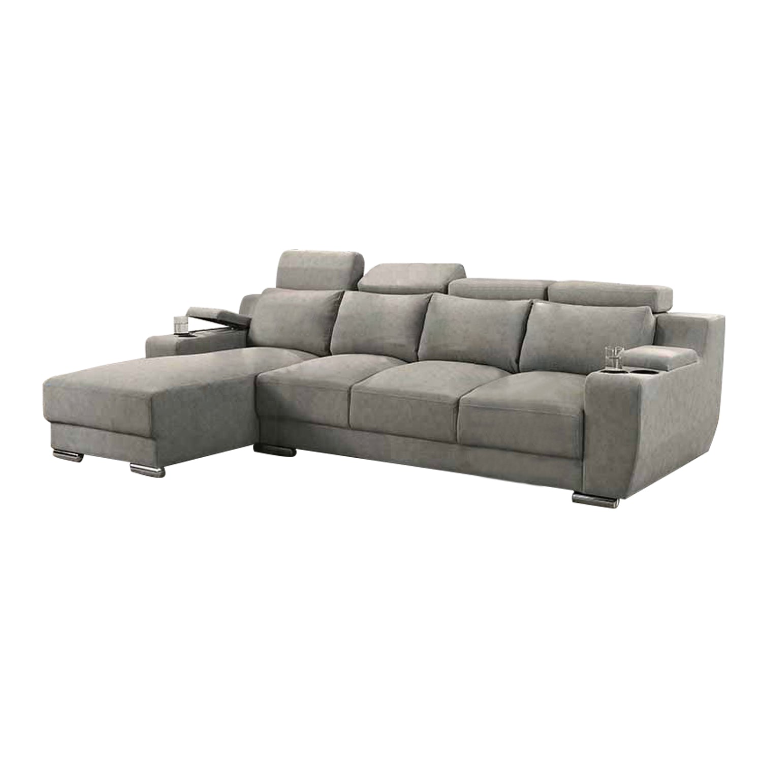 Kiaan Sofa Armrest Storage + Cup Holders 3/4L Shape Sofa Set w/ Pet-Friendly Option