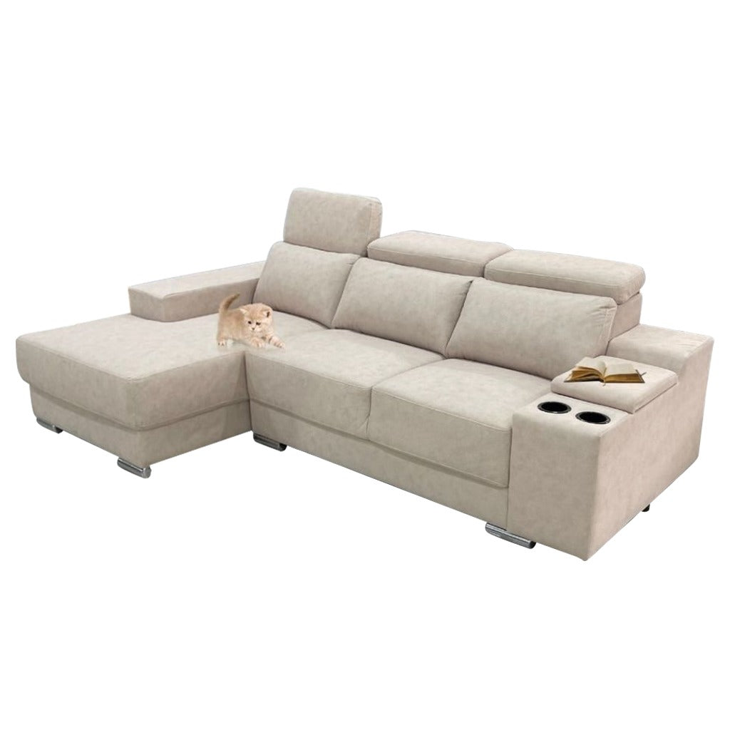 Lanny 3/4-Seater L-Shaped Sofa with Stool & Coffee Table w/ Pet-Friendly Option