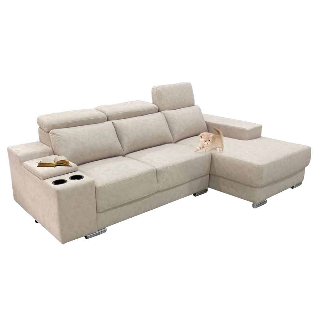Lanny 3/4-Seater L-Shaped Sofa with Stool & Coffee Table w/ Pet-Friendly Option