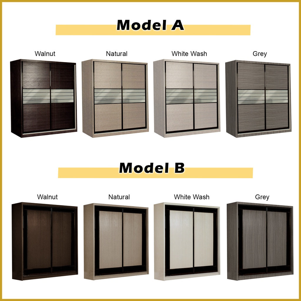 Charie Series 5FT/6FT/8FT Customizable Sliding Door Modular Wardrobe in 6 Designs
