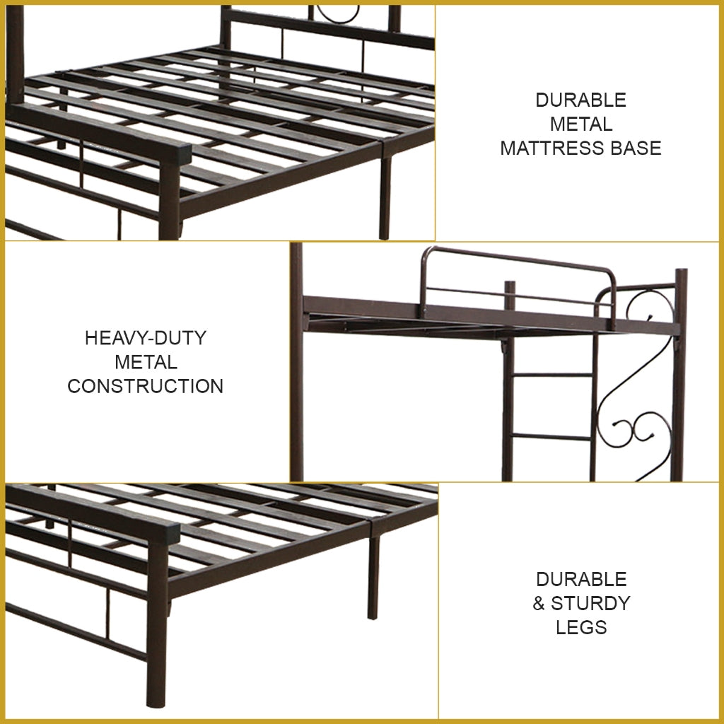 Ardie Queen+Single Size Metal Bunk Bed Frame in Copper Colour - w/ Mattress Option