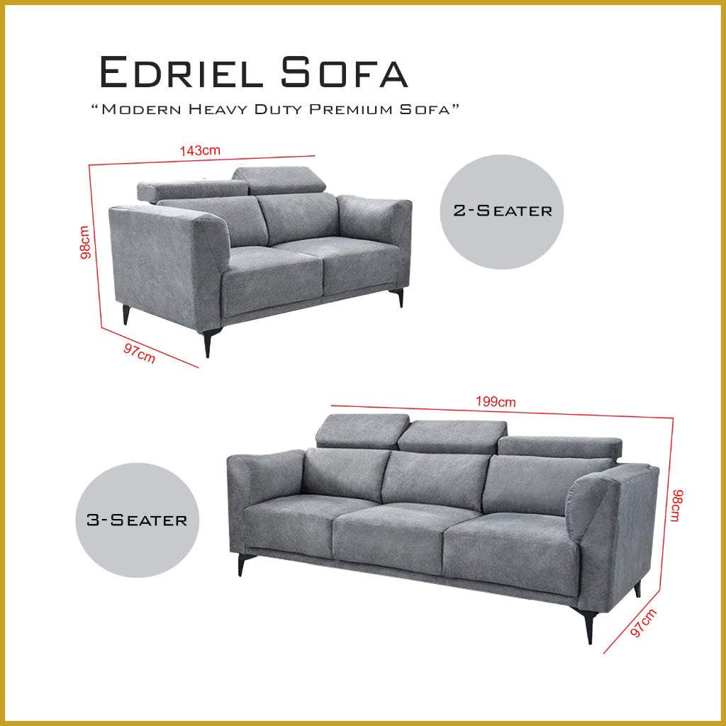 Edriel 2/3-Seater L-Shaped Sofa Scratch-Proof Upholstered Pet-Friendly in 50 Colors