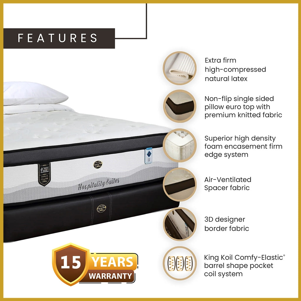 King Koil Hospitality Suites 13.3" Mattress Extended Life Collection -w/ Pillow- All Size