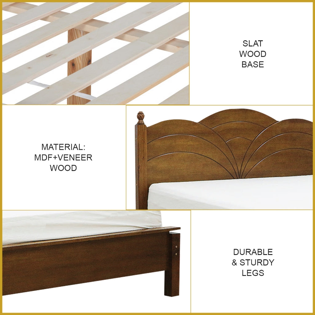 Wella Wooden Bedframe Queen Size In 2 Colours with Mattress Option - MDF+Veneer Wood