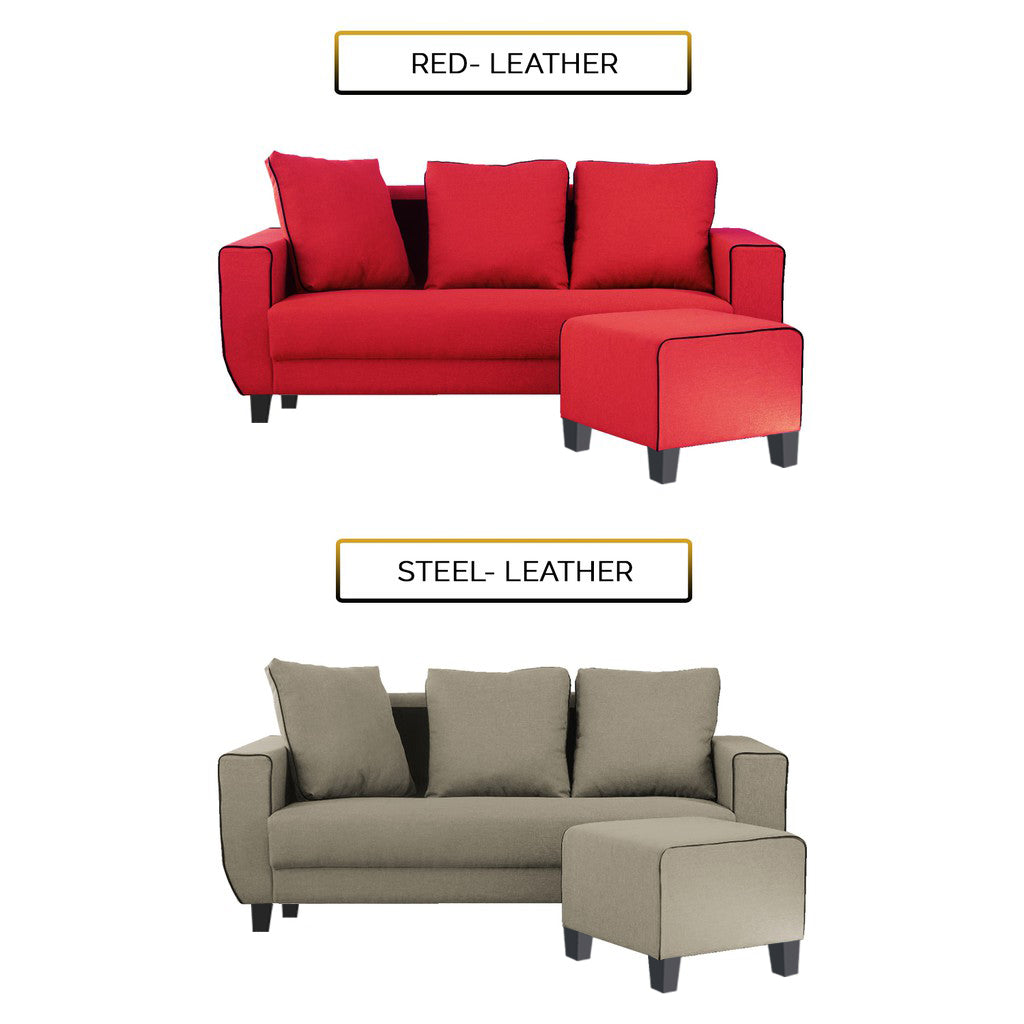 Ruru Series 2/3 Seater Leather Sofa With Ottoman w/ Pet-Friendly Option