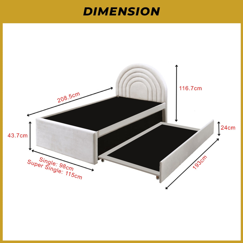 Hattie Pull-Out Bed Frame Single/Super Single w/ Mattress and PetFriendly Option