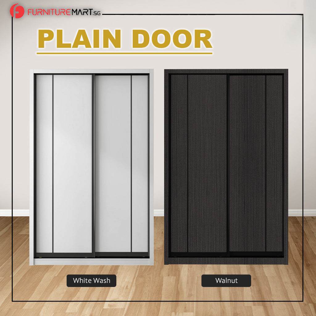 Tiana Series 4FT/5FT 2-Door Sliding Door Wardrobe in White Wash or Walnut