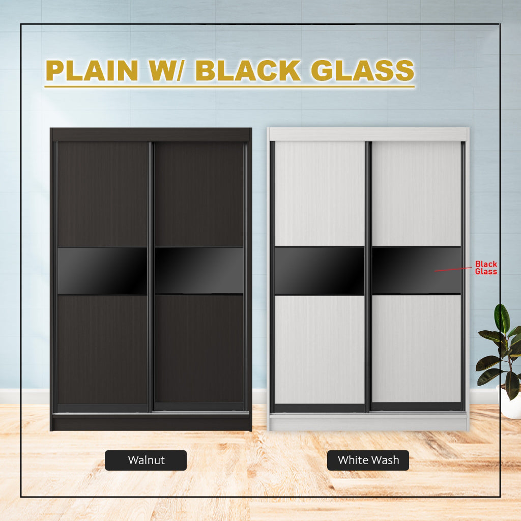 Kenie Series 4FT 2-Door Sliding Door Wardrobe in White Wash or Walnut in 5 Design