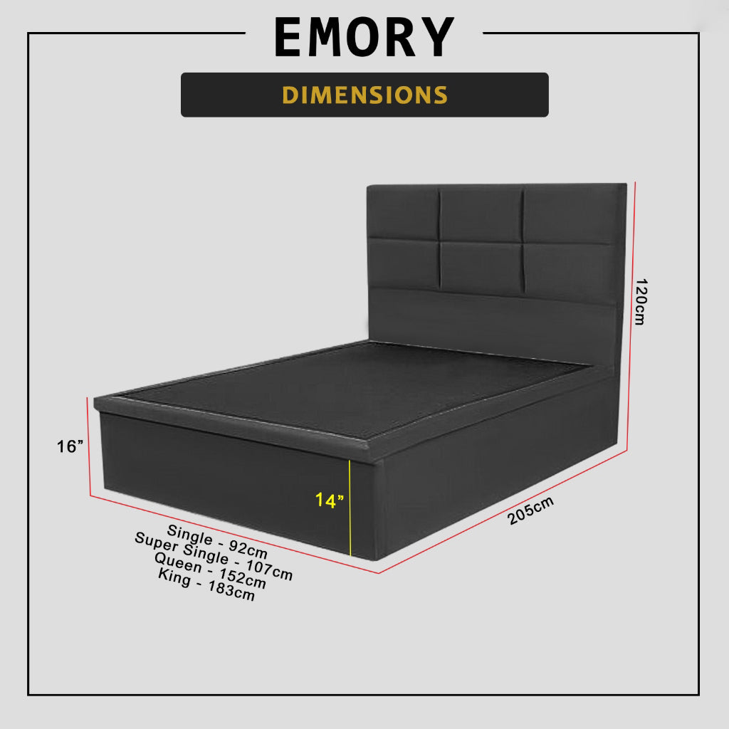 Emory 16" Depth Storage Bedframe w/ Mattress and PetFriendly Fabric Option - All Sizes