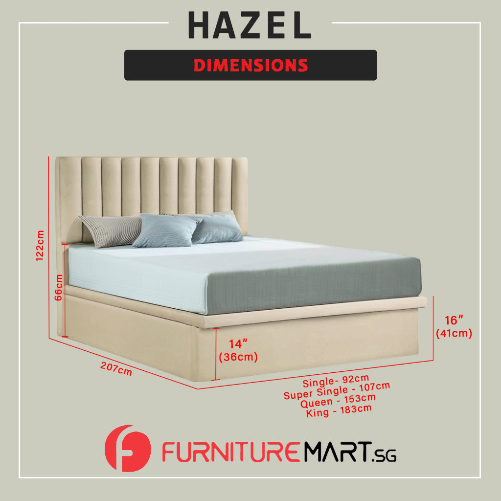 Hazel 16" SBD Lift Up Storage Bedframe - Pet-Friendly Option / Mattress Option