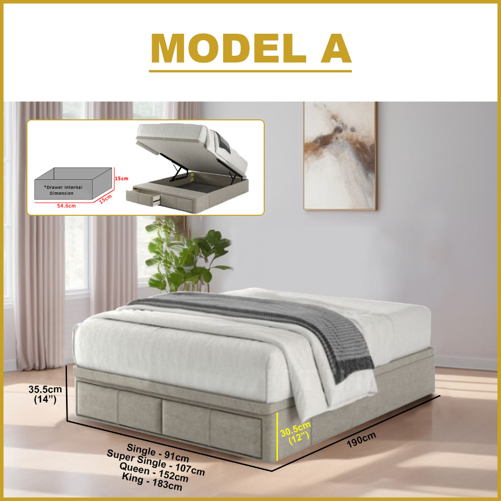 Lewyn Storage Bed Frame with Drawers - PetFriendly Scratch Resistant Option
