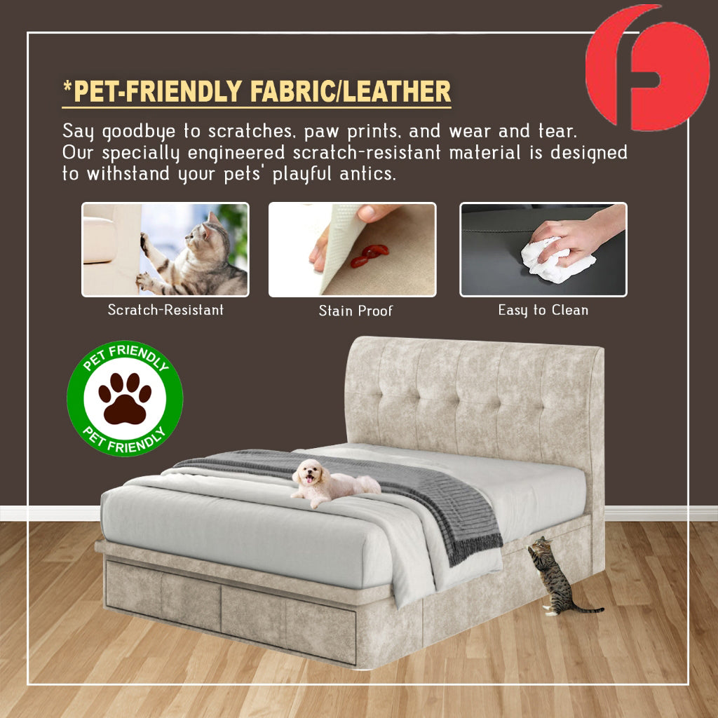 Qahir 14" Depth Storage Bedframe w/ Drawer PetFriendly - With Mattress All Sizes
