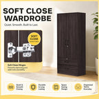 Britain CARB-P2 Certified Board 1-5 Door Tall Wardrobe with Drawers and Top Cabinet