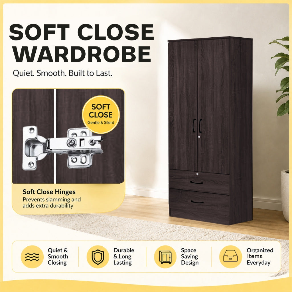 Britain CARB-P2 Certified Board 1-5 Door Tall Wardrobe with Drawers and Top Cabinet