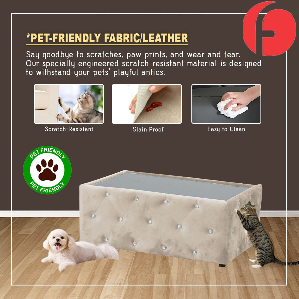 Millie Coffee Table PetFriendly Fabric/Leather Scratch-Resistant in 20 Available Colours