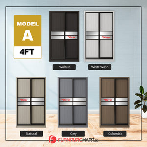 Gwen Series 4/5/6FT 2-Door Sliding Door Wardrobe in 5 Colours in 3 Design