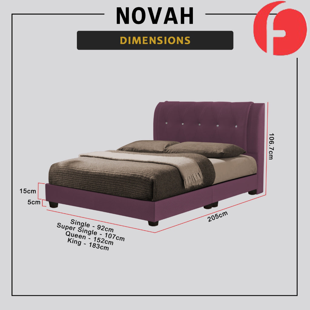 Novah Divan Bed Frame with Foam Padded Headboard PetFriendly - w/ Mattress All Sizes