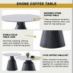 Shone 2 Pcs Set Elegant Sintered Stone Round Coffee Table