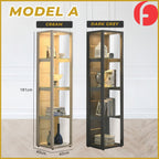 Tessa Series 1 Display Cabinet Book Shelves Glass Door with Light