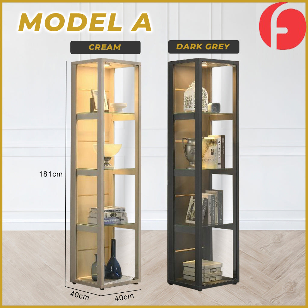 Tessa Series 1 Display Cabinet Book Shelves Glass Door with Light