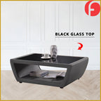 Glenn Coffee Table with Glass Top PetFriendly Fabric/Leather Scratch-Resistant Options