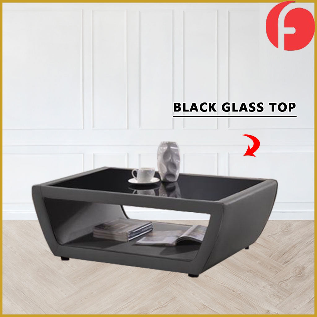 Glenn Coffee Table with Glass Top PetFriendly Fabric/Leather Scratch-Resistant Options
