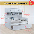 Lanna Super Single Pull-out Bed Bed Frame with Display Shelf, Cabinet