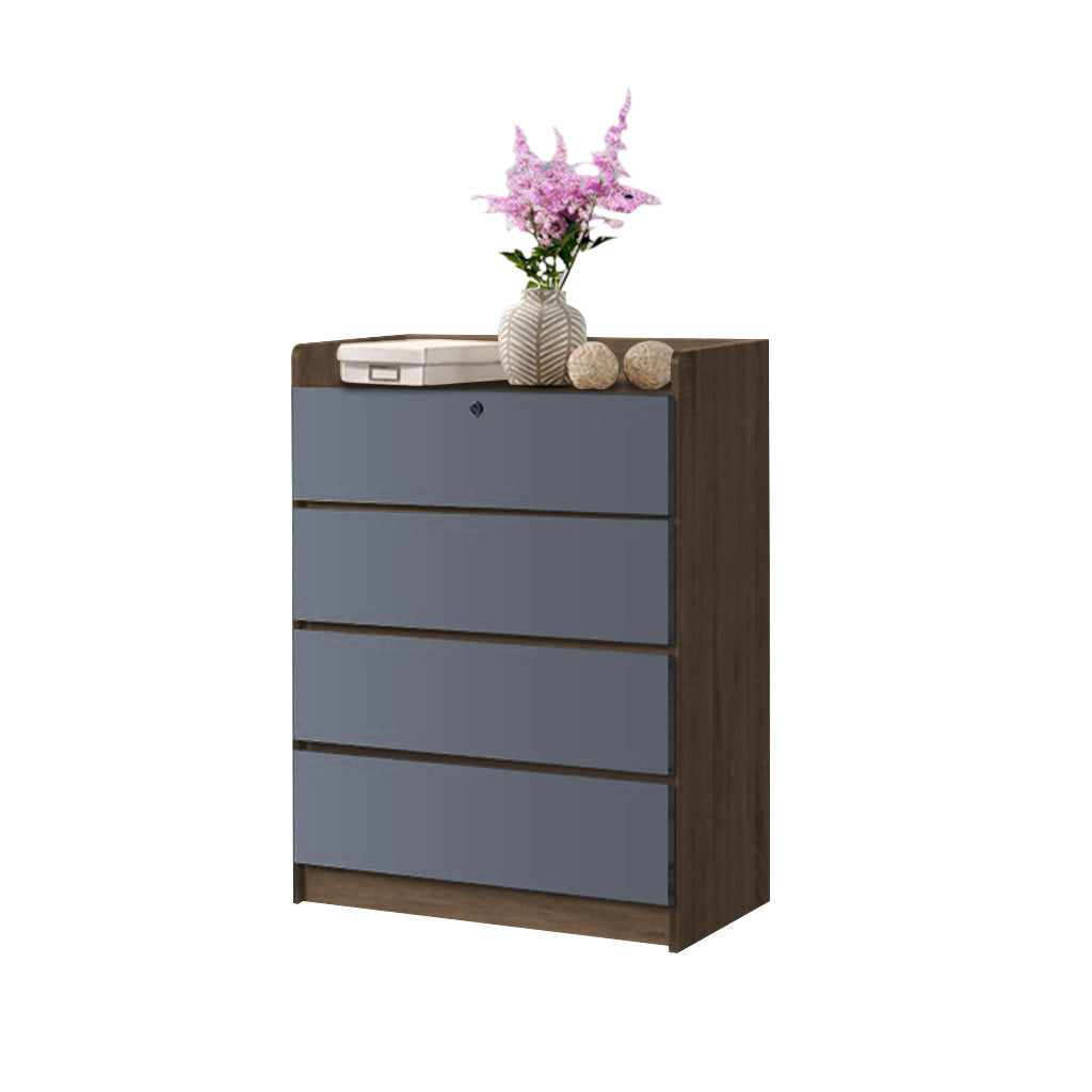 Devin Series Premium Chest of 4 Drawers Collection Full Laminated Back Panel in 6 Colours
