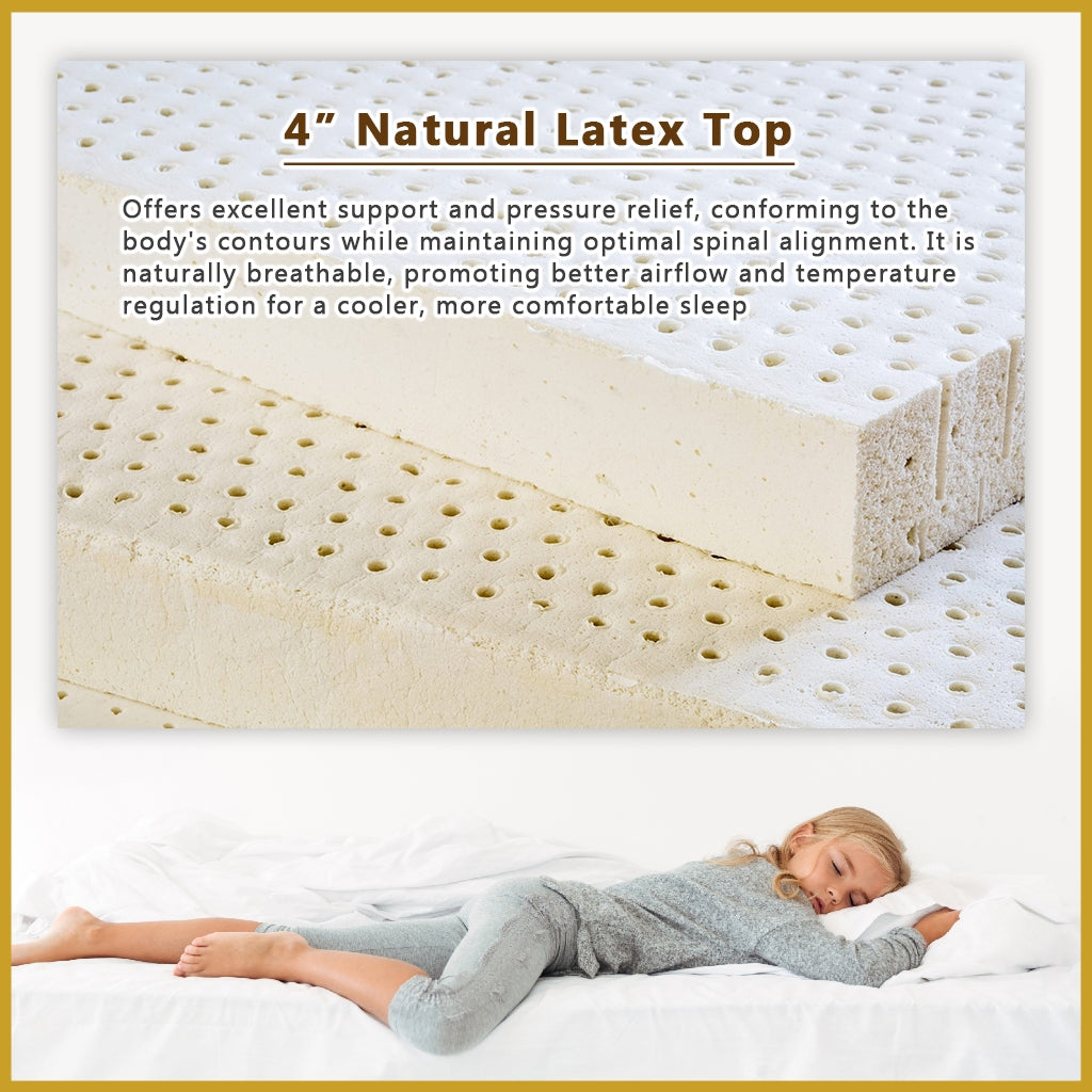 MyLatex AUSTIN 10" Mattress Natural Latex Top Cooling Silk Fabric Cover - All Size