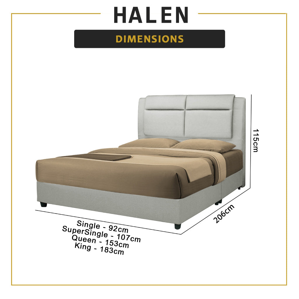 Halen Divan Bed Frame with Foam Padded Headboard w/ Mattress - All Sizes Available