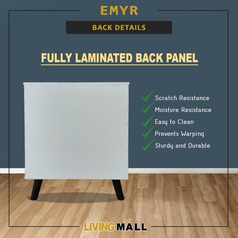 Image of Emyr Premium Chest of Drawers Full Laminated Back Panel in 3 Colours