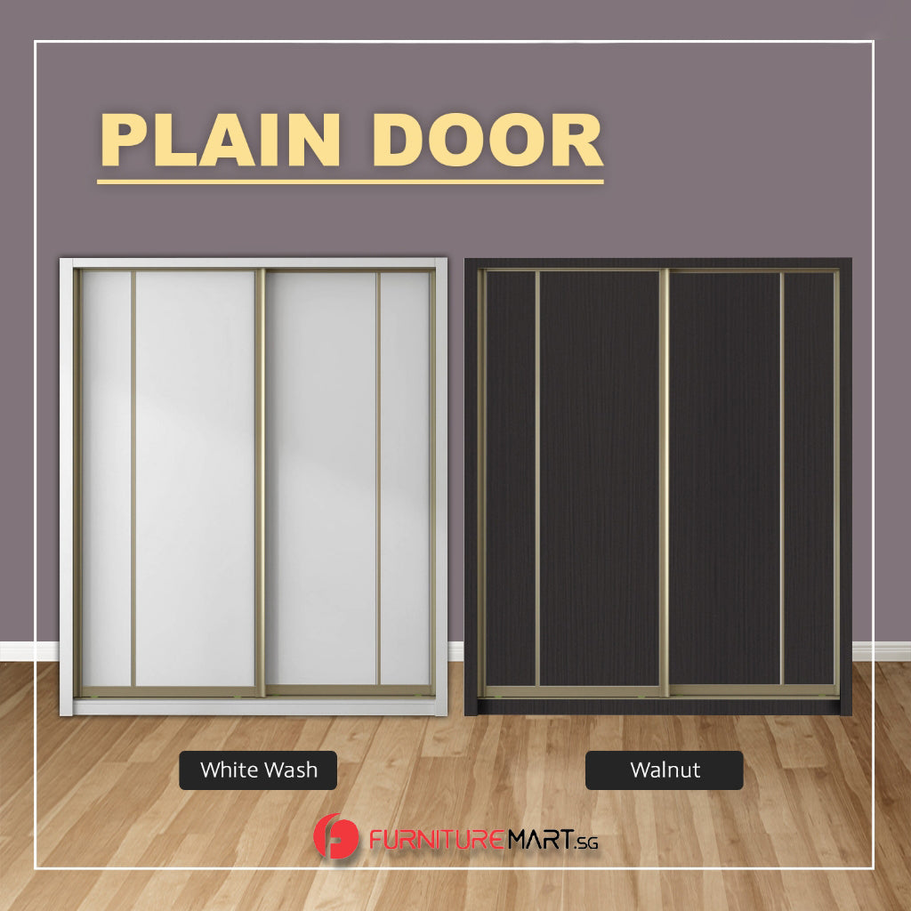 Pablo Series 5/6/8x8FT 2-Door Sliding Door Wardrobe in White Wash or Walnut in 5 Design