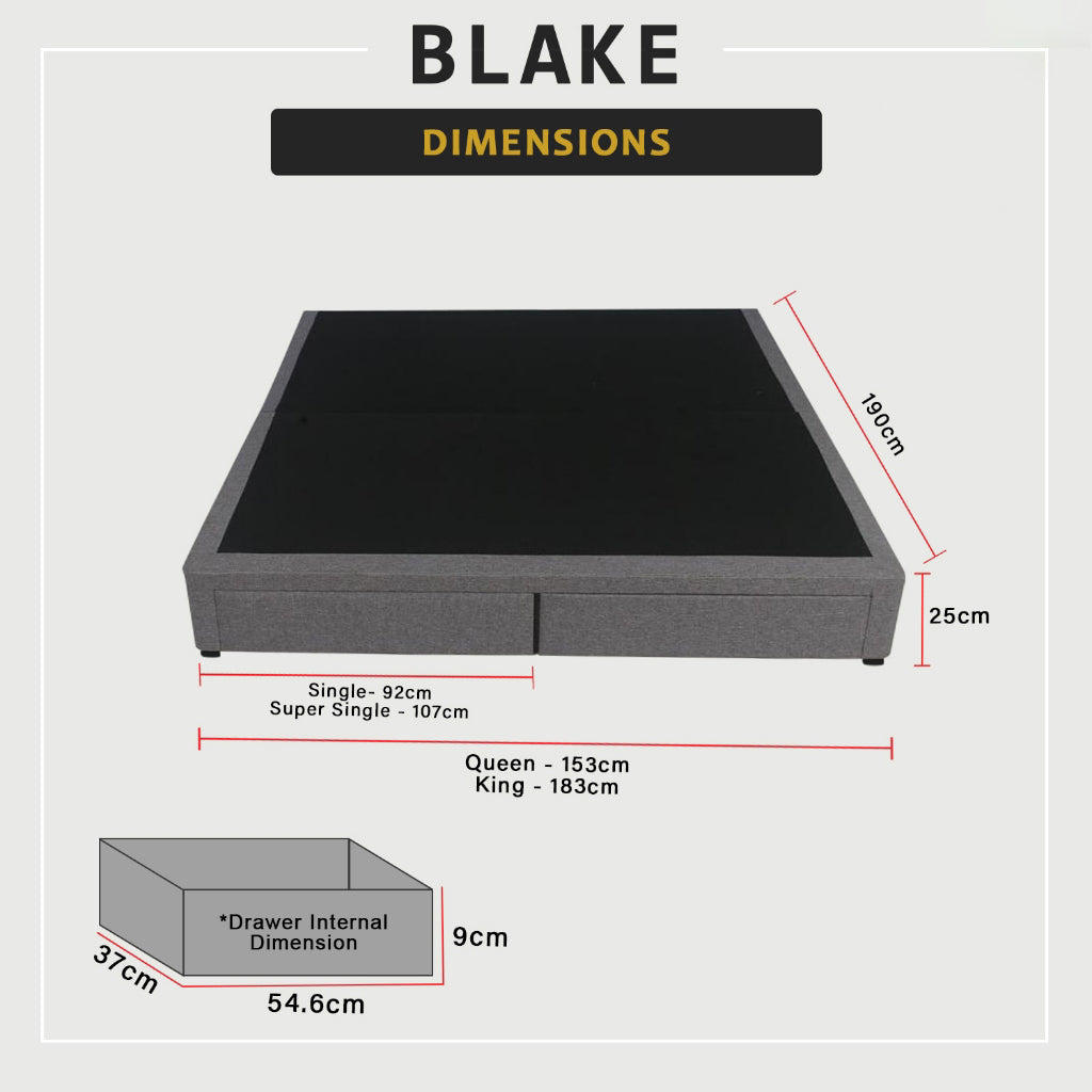 OrthoCoil Blake Drawer Divan Bed Frame - PetFriendly Scratch Resistant/ Mattress Option