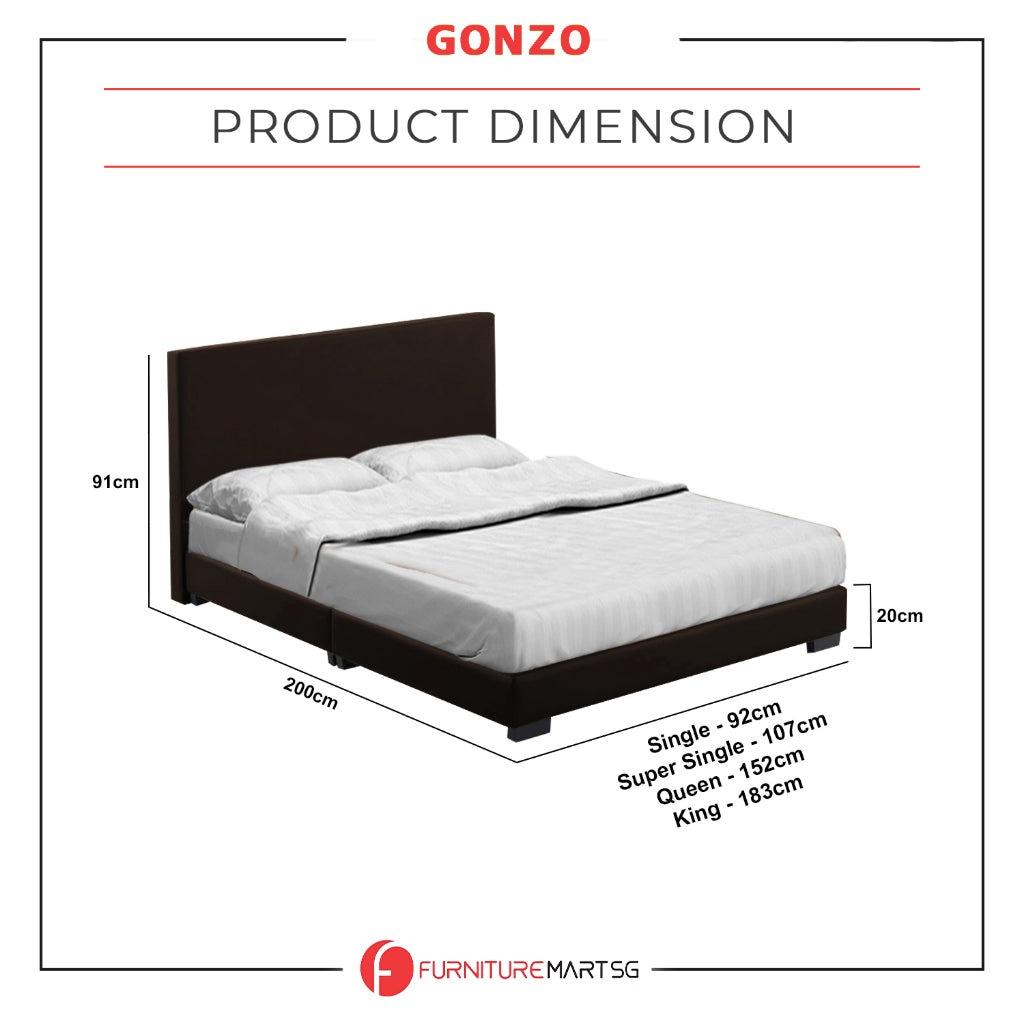 Gonzo Divan Bed Frame Fabric / Faux Leather Colour Options - All Sizes Available