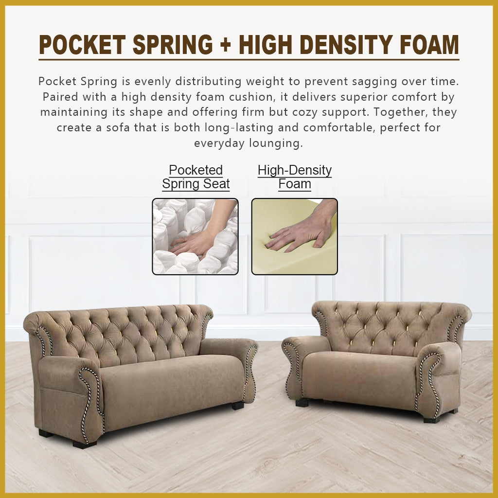 Aina 1/2/3 Seater Sofa Set PetFriendly Scratch-Resist Fabric in Grey or Brown Colour