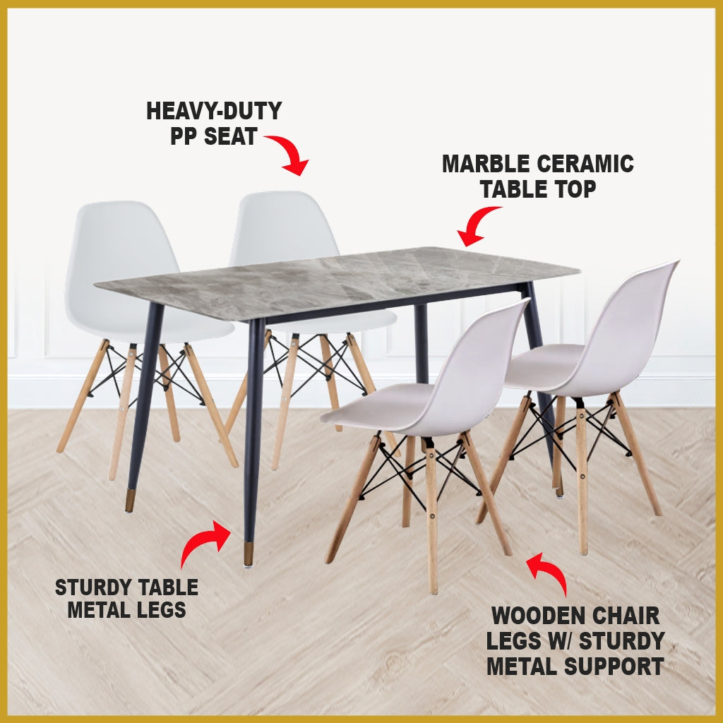 David 1+6 Dining Set with Table and Chair - Heavy-Duty Ceramic Table Top