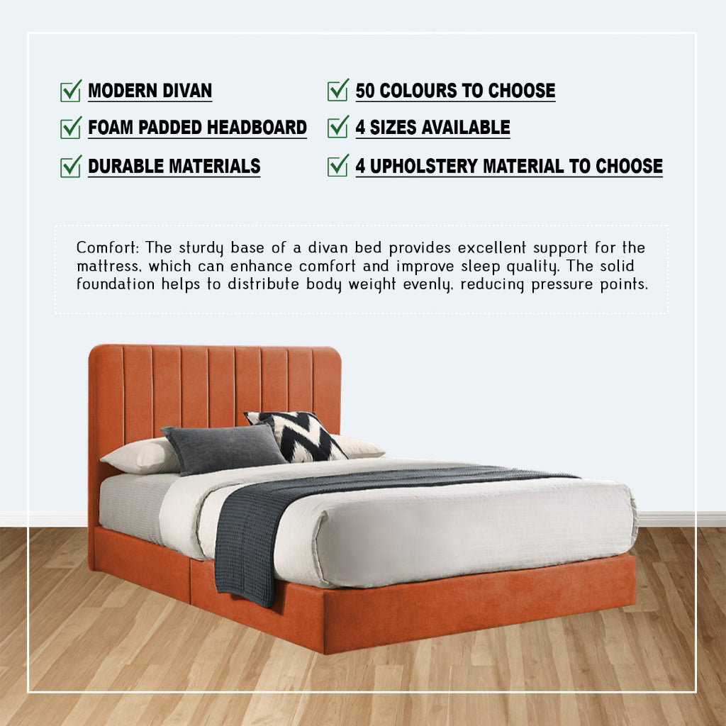 Diomire Sarah Divan Bed Frame w/ Mattress - PetFriendly Scratch Resistant Material -All Sizes