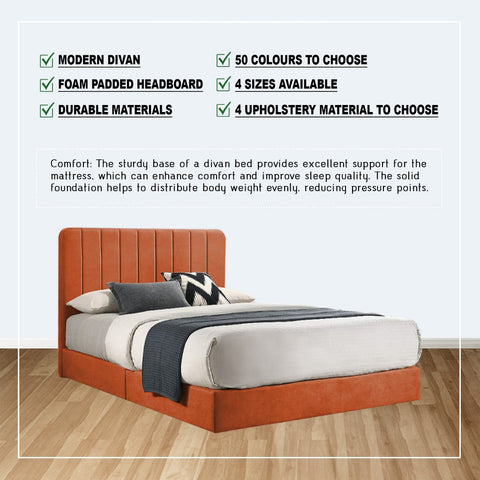 Image of Diomire Sarah Divan Bed Frame w/ Mattress - PetFriendly Scratchproof Material -All Sizes