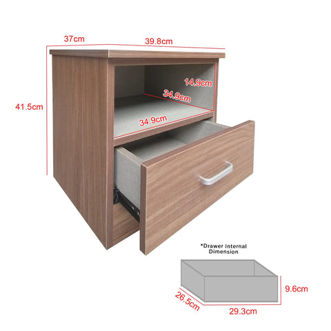 Image of Living Mall Barn Series Bedside Table In Brown (Fully Assembled)