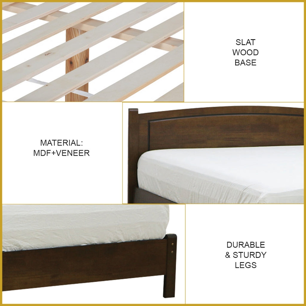 Izumi Wooden Bedframe Queen Size In 2 Colour with Mattress Option - MDF+Veneer Wood