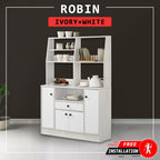 Robin Kitchen Cabinet Multiple Storage in Ivory & White Colour