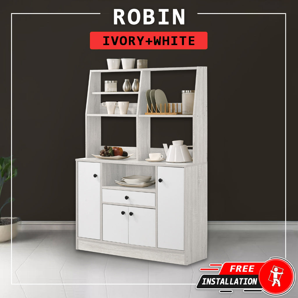 Robin Kitchen Cabinet Multiple Storage in Ivory & White Colour