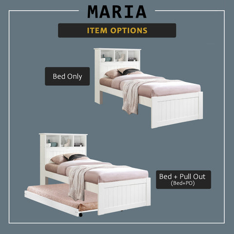 Image of Maria Pull-Out Bed Single, Super Single Solid Rubberwood Bed Frame w/ Mattress Option